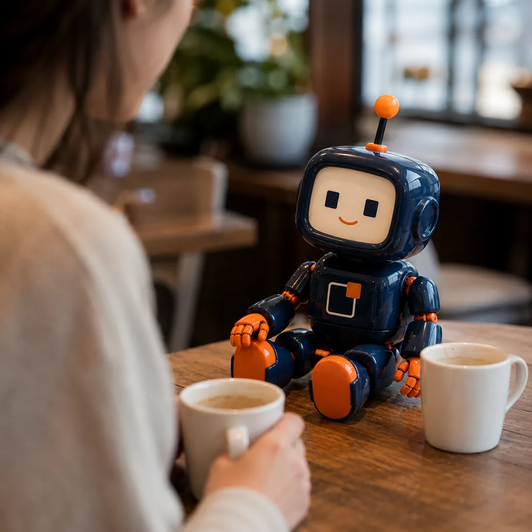 The Insights² robot in conversation over coffee.